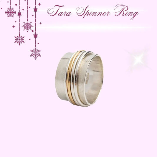 Sterling silver Tara spinner ring satin finish with 4 spinners meditation ring Dublin handmade