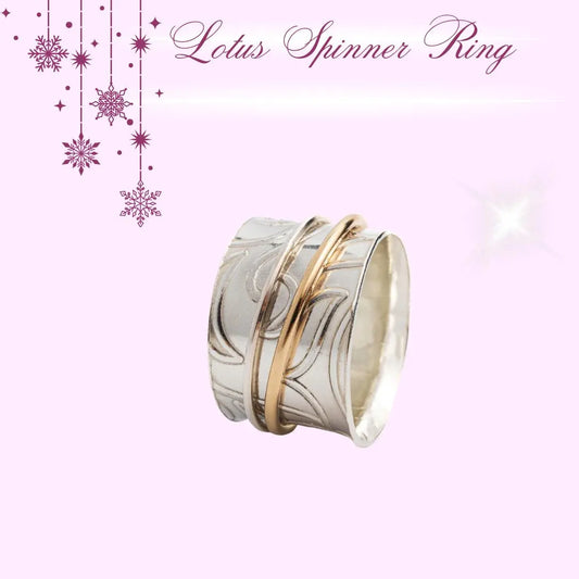 Sterling silver Dorje spinner ring paisley embossed meditation ring Dublin handmade