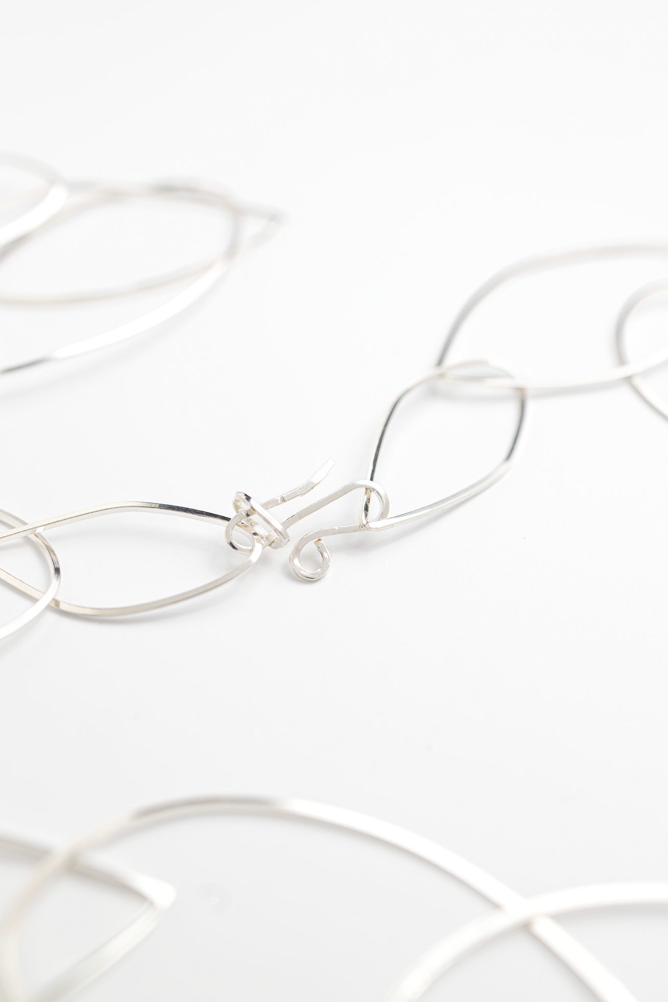sterling silver handmade Cascade necklace. Each teardrop shaped loop is handmade
