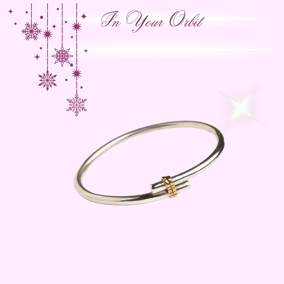 Bangle solid sterling silver & 9ct Gold 'In Your Orbit'