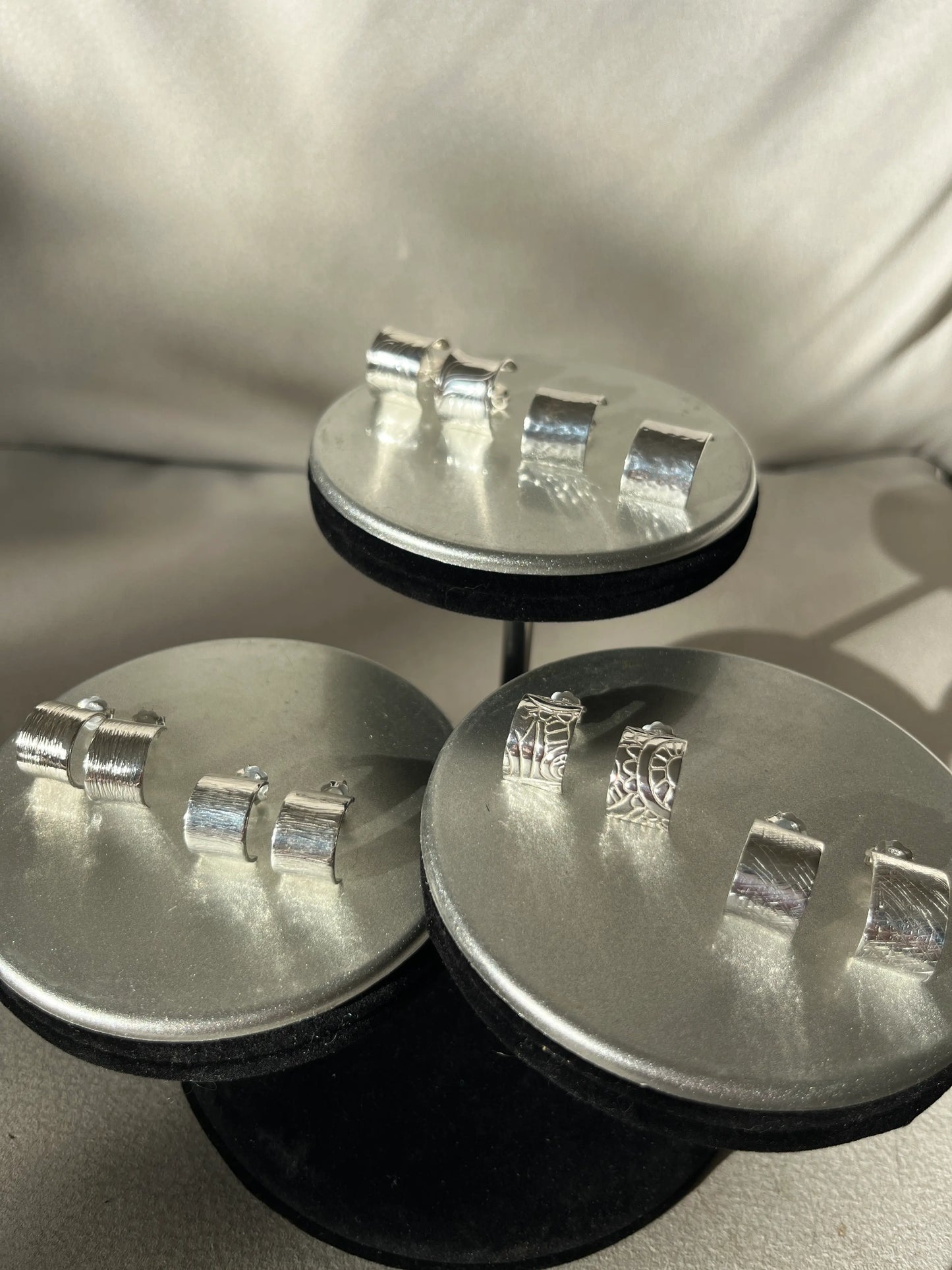 Earrings Diamond cut sterling silver Lotus Leaf