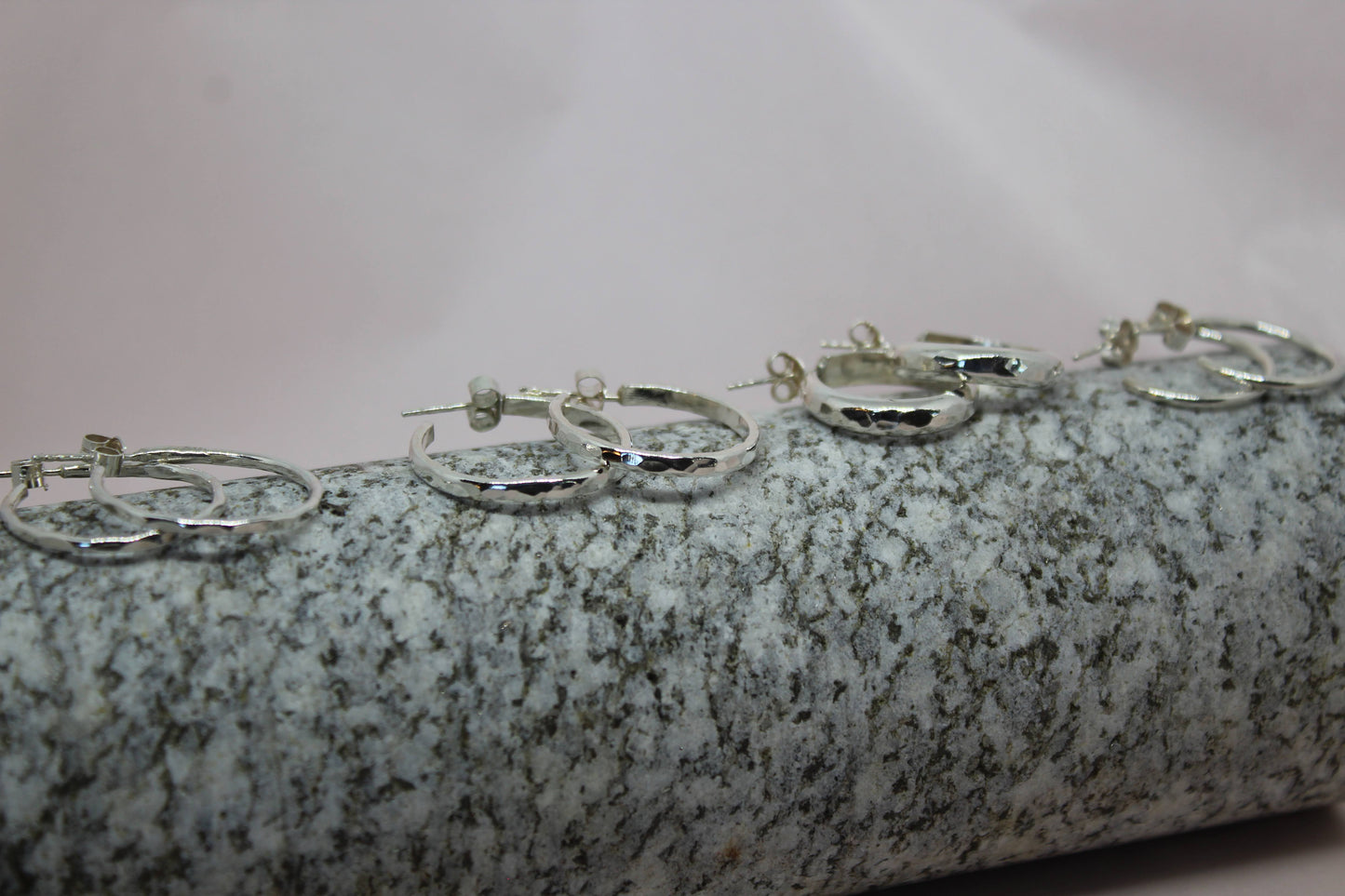 sterling silver handmade hoop earrings in three size silver thickness 2mm 1.5mm round square or wire available in 13cm 16cm or 20cm diameter