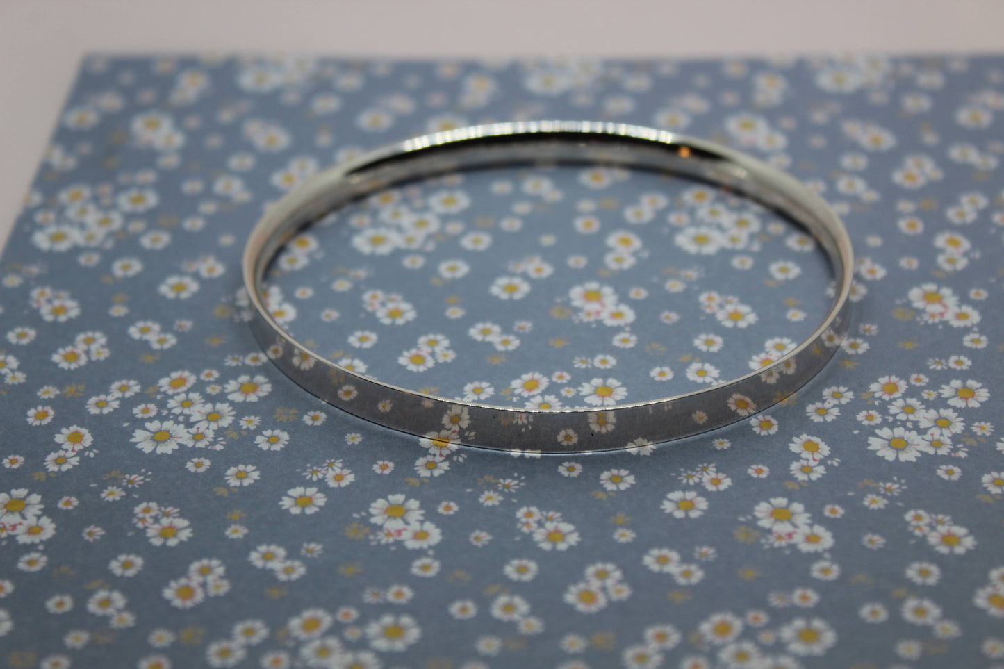 Handmade sterling silver 4mm D shaped silver wire. Elegant and classical solid bangle.