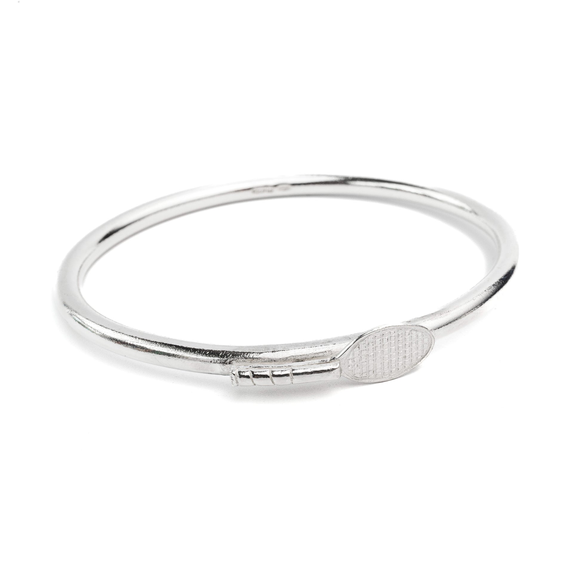 Sterling silver solid bangle with tennis racket handmade