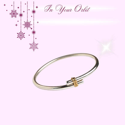 Bangle solid sterling silver & 9ct Gold  'In Your Orbit'