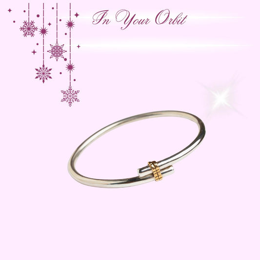 Bangle solid sterling silver & 9ct Gold  'In Your Orbit'