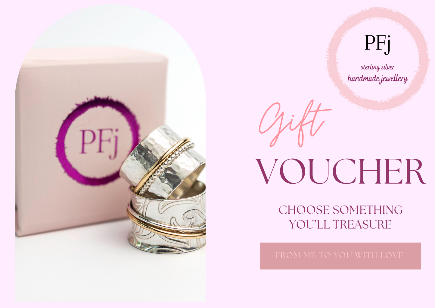 gift voucher pink with ribbon Christmas tree and some jewellery scattered on it