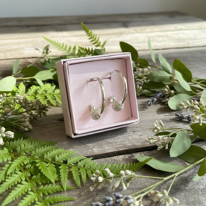 hoops with silver mesh balls