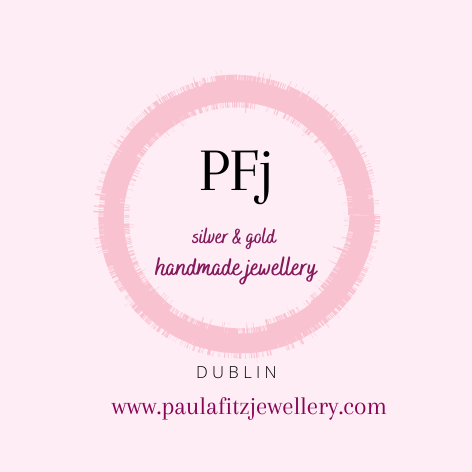 PFj paula fitz jewellery logo pink circle pink writing inside sterling silver handmade jewellery dublin
