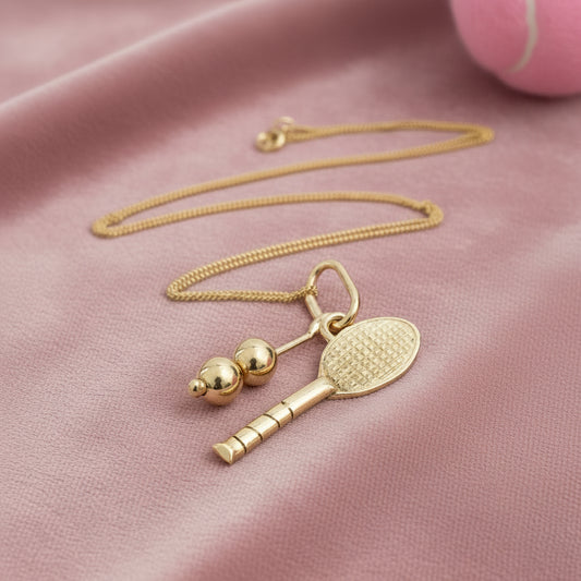 9ct gold Great serve tennis necklace