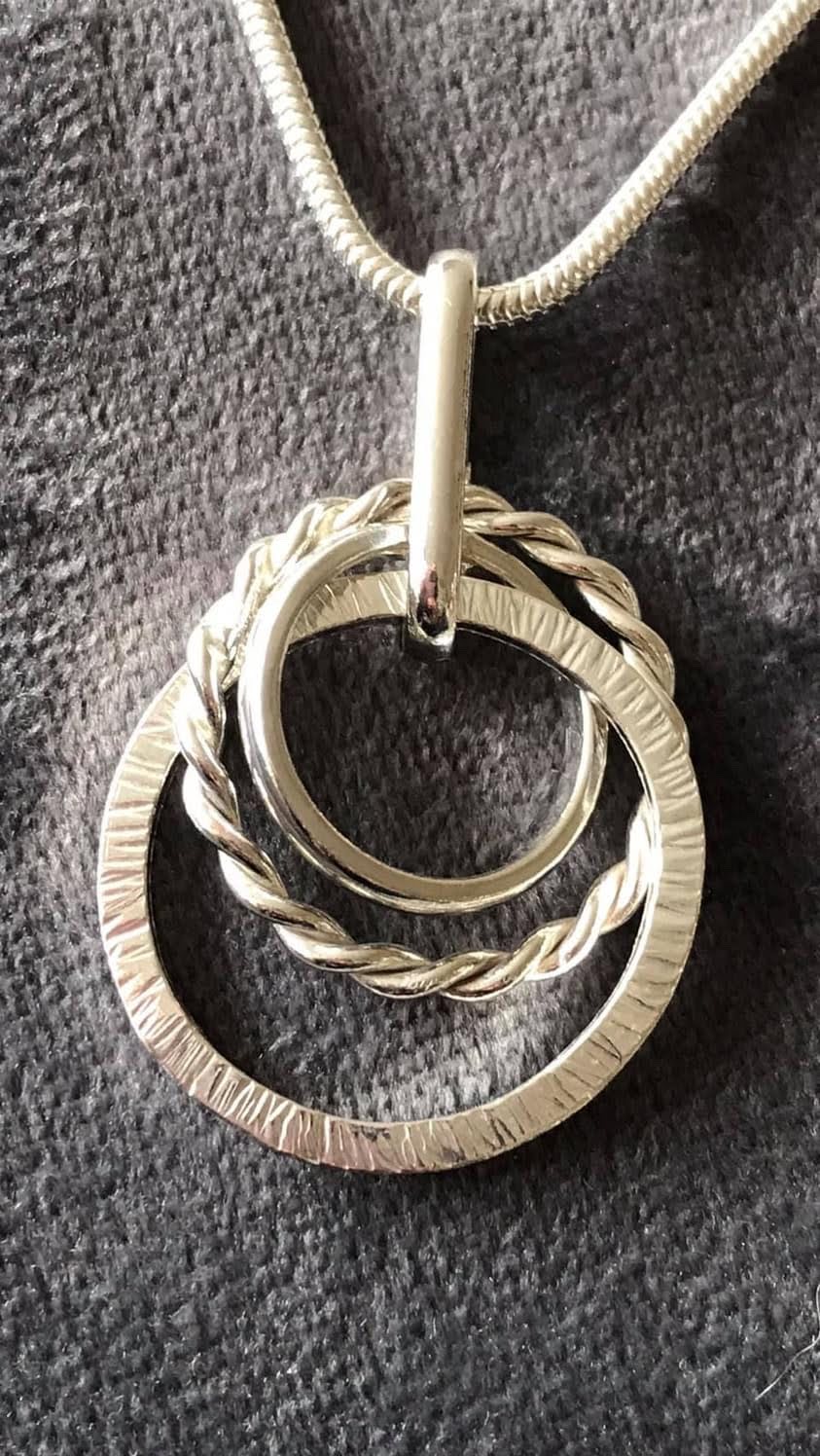 close up sterling silver three loops handmade in Dublin Ireland