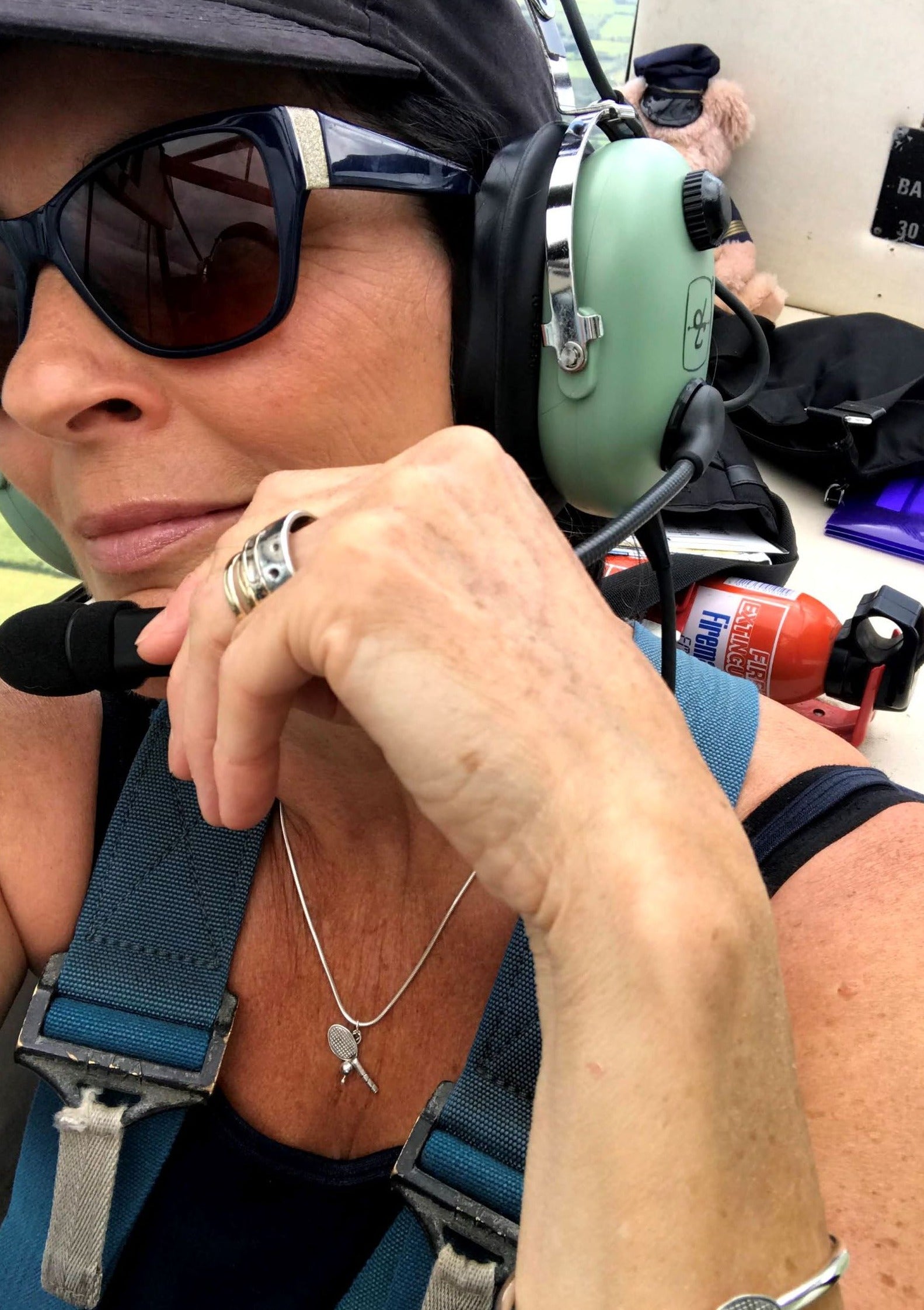 Girl sunglasses flying light aeroplane airplane cockpit headset sterling silver handmade jewellery 
