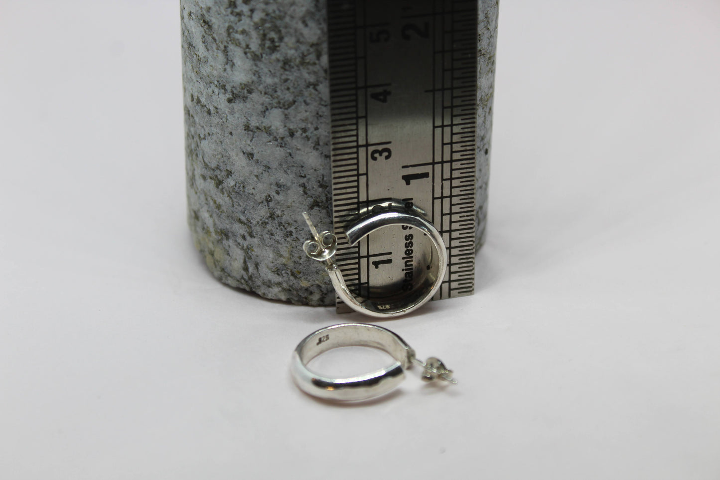 sterling silver hoop earrings size 16mm in circumference