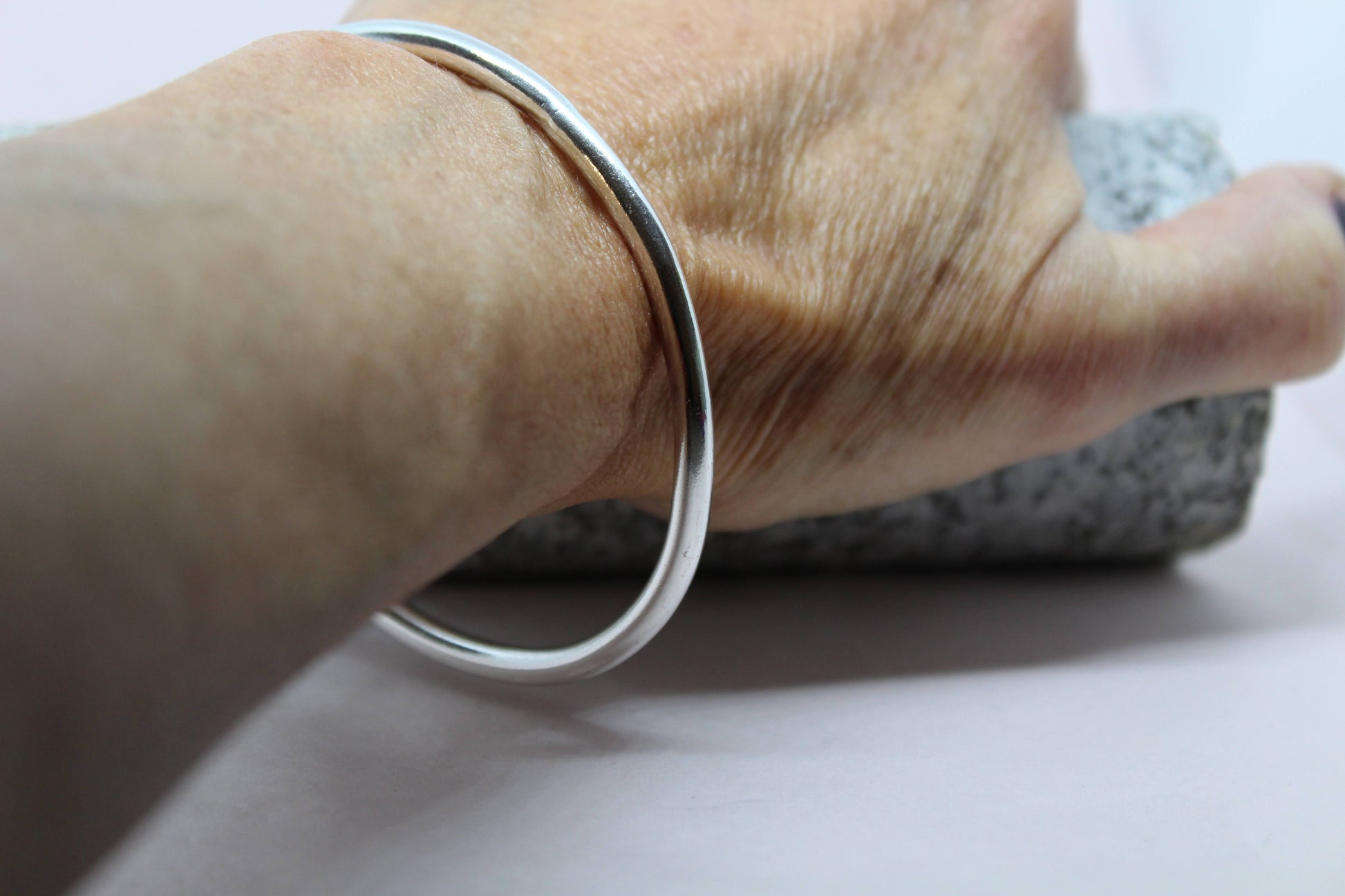 sterling silver handmade bangle 4mm round wire 