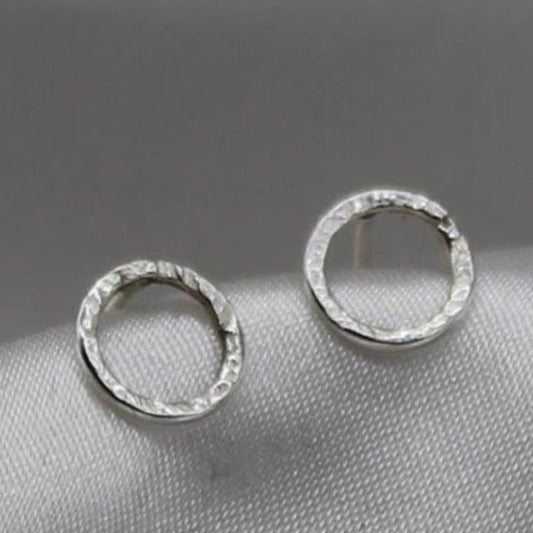tiny 8mm circle earrings silver