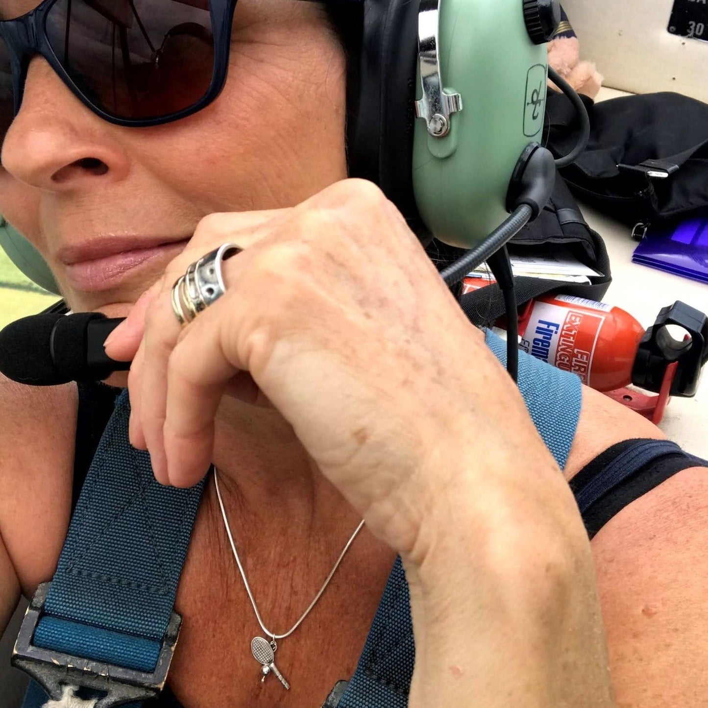 Girl sunglasses flying light aeroplane airplane cockpit headset sterling silver handmade jewellery 